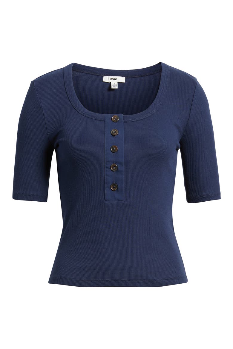 Scoop Neck Henley Tee, Main, color, BLACK IRIS
