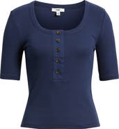 Mavi Jeans Scoop Neck Henley Tee