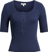 Mavi Jeans Scoop Neck Henley Tee