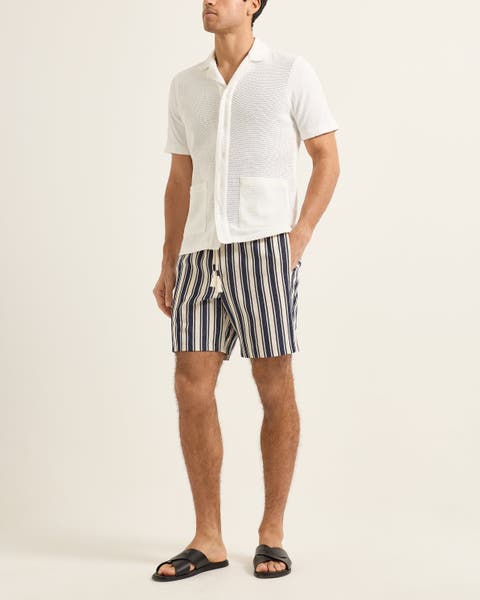 Alex Canvas Stripe Relaxed-Fit Shorts