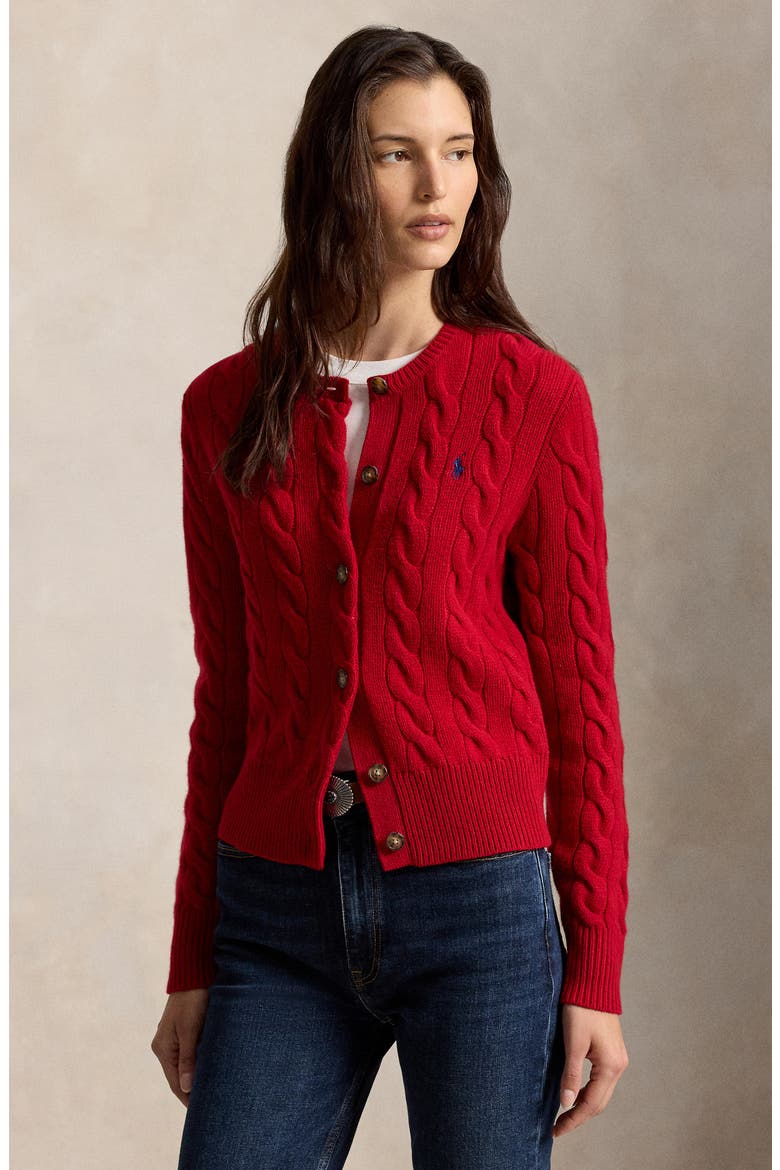 Wool & Cashmere Cable Stitch Cardigan, Alternate, color, UNVRSTY RD