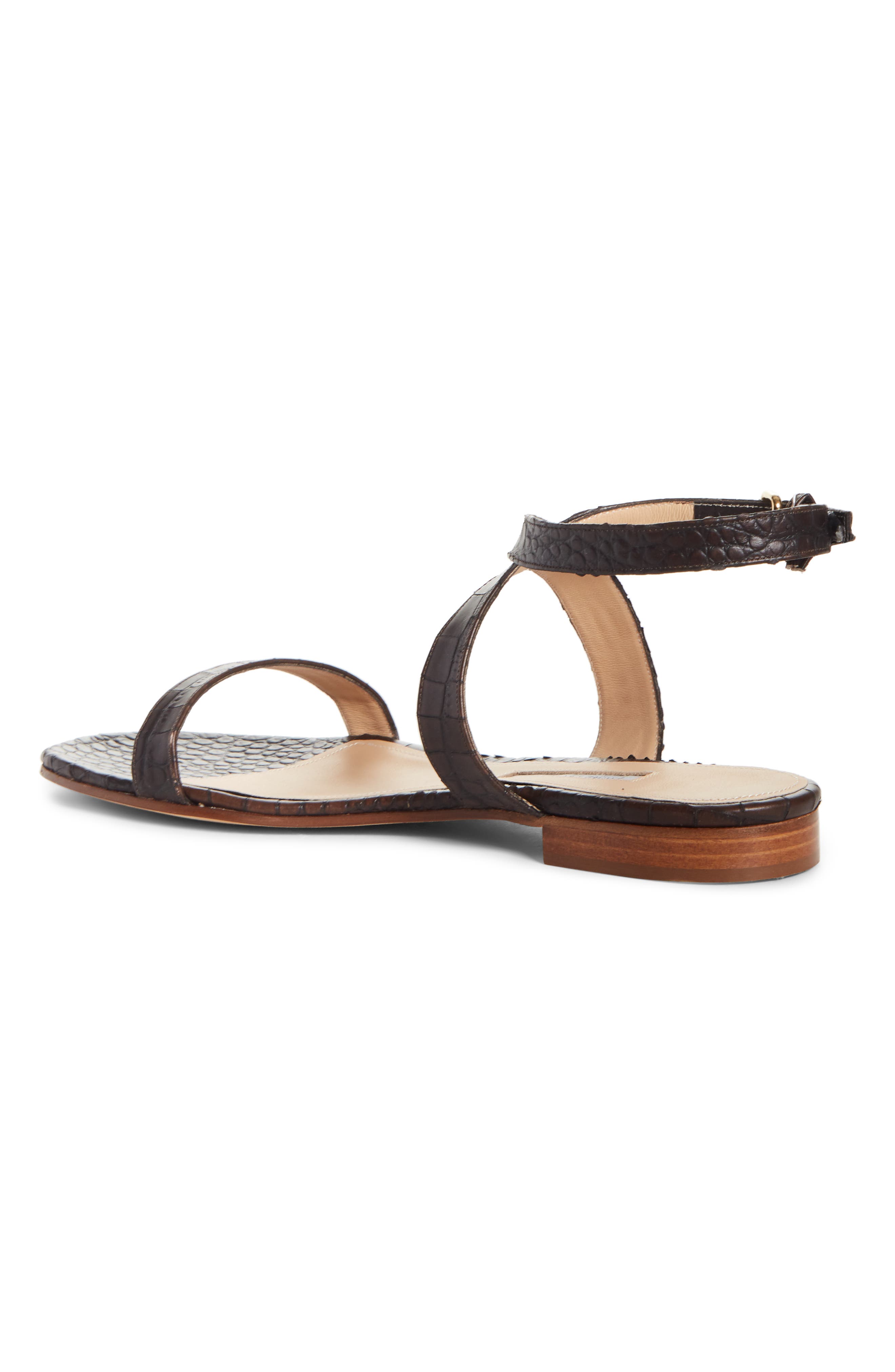 Siena Croc Embossed Ankle Strap Sandal, Alternate, color, DARK BROWN EMBOSSED CROC