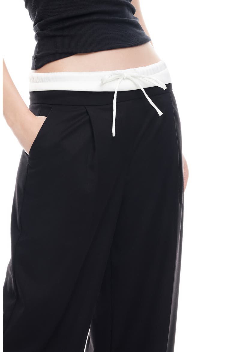 Frankie Pleated Tie Waist Pants, Alternate, color, ONYX
