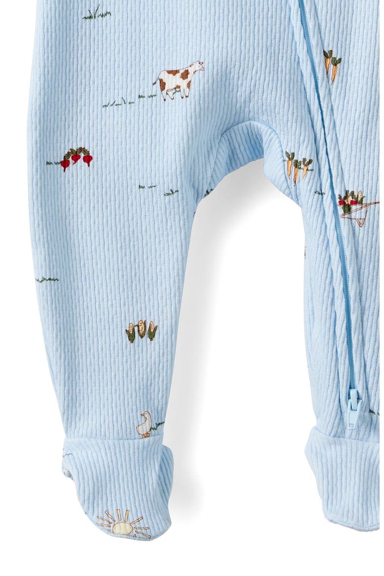 Littlie Organic Long Sleeve Zip All In One Romper, Alternate, color, Blue Whispers Meadow