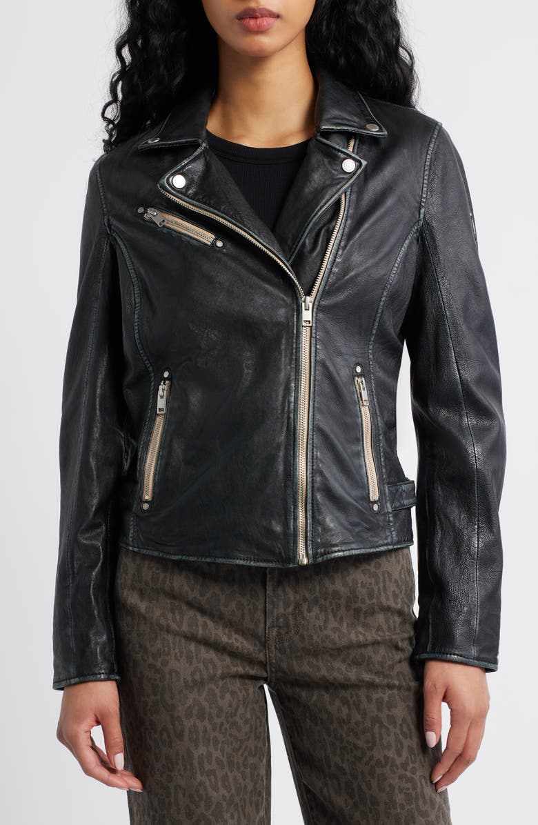 MAURITIUS Sofia Lambskin Moto Jacket, Alternate, color, Black