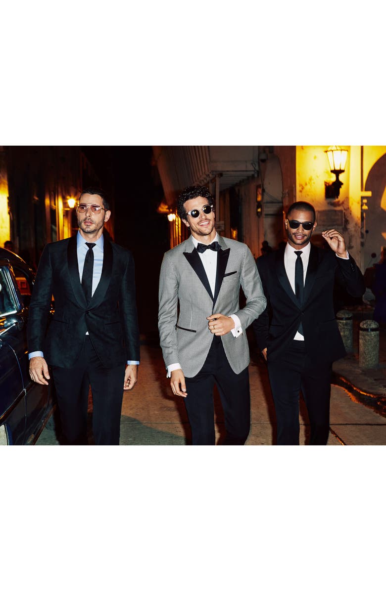 Bonobos Slim Fit Flat Front Wool Tuxedo Trousers, Alternate, color, 