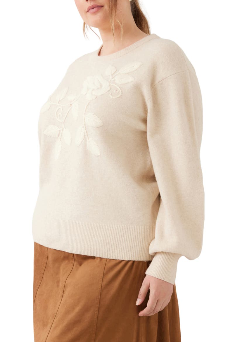 Embroidered Crewneck Sweater, Alternate, color, SAND