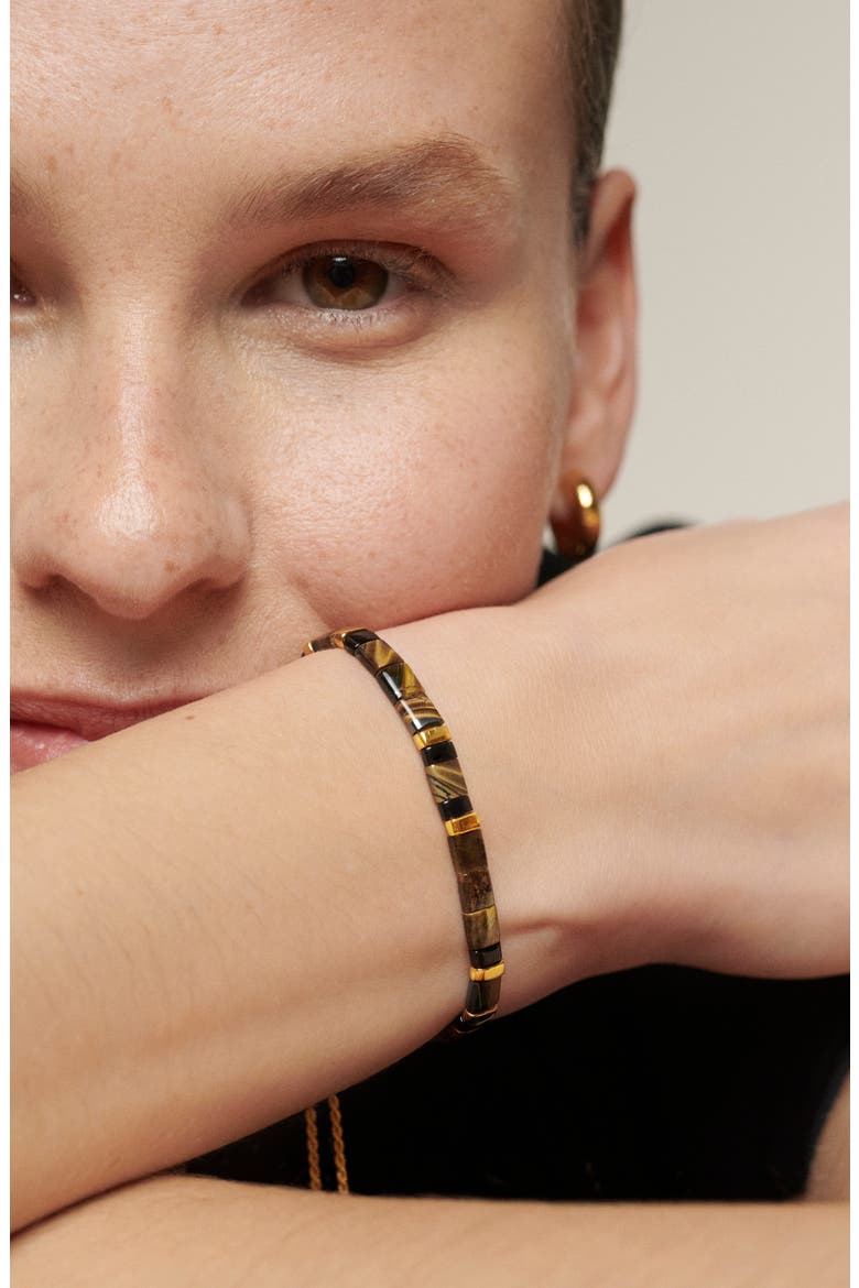 Delphi Friendship Bracelet, Alternate, color, 18CT GOLD VERMEIL / TIGERS EYE