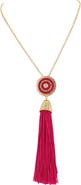 OLIVIA WELLES Gold Plated Circle Beaded Tassel Necklace