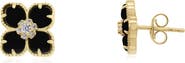 The Lovery Fine Jewelry Onyx CZ Flower Stud Earrings