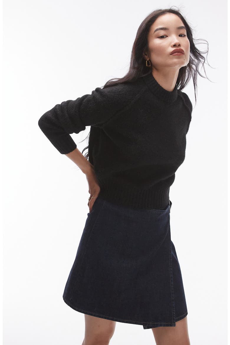 Exposed Seam Sweater, Main, color, BLACK