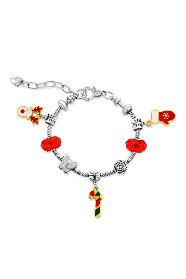 Christmas Themed Red Crystal Charm Bracelet, Main, color, Red
