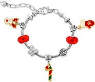 Donatello Gian Christmas Themed Red Crystal Charm Bracelet