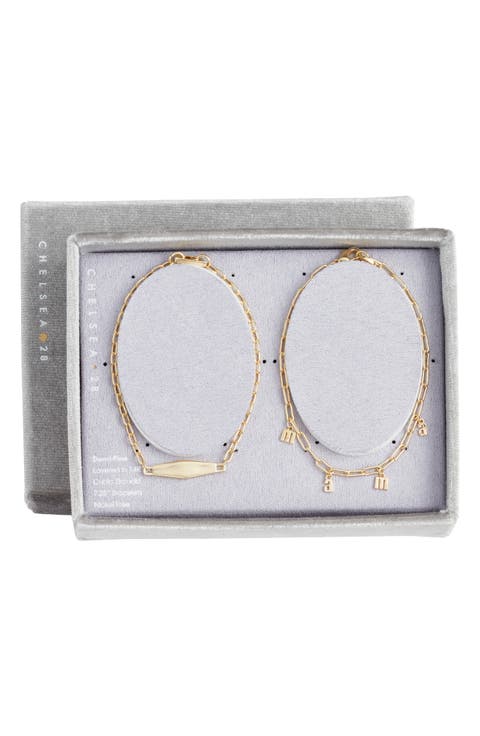 Set of 2 Demi Fine Mama Chain Bracelets