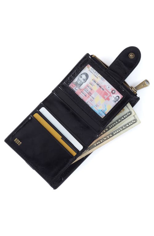 Hobo Dunn Leather Compact Wallet In Black