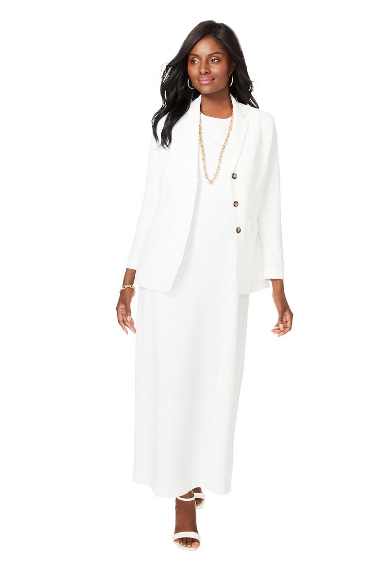 Stretch Crepe Maxi Jacket Dress, Main, color, WHITE