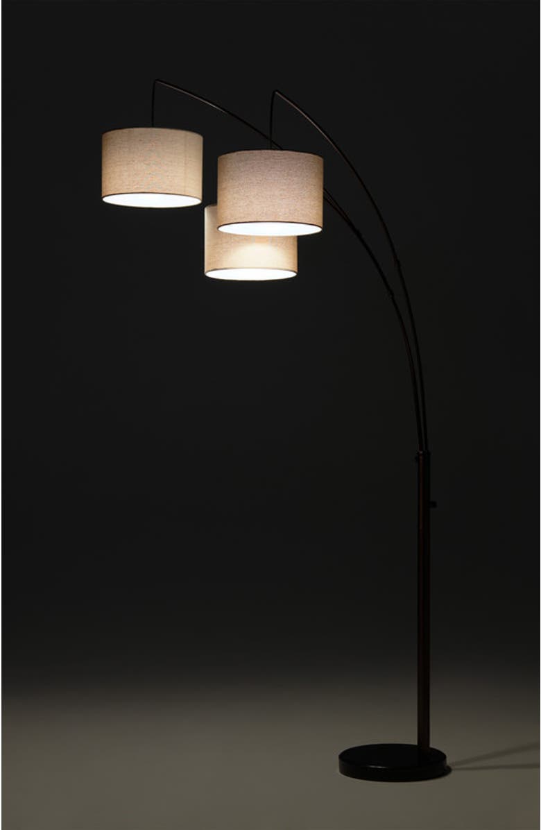 Brightech Trilage 84" Adjustable Tall LED Floor Lamp with 3 Fabric Drum Shades, Bulbs Included, Alternate, color, Metallic Bronze