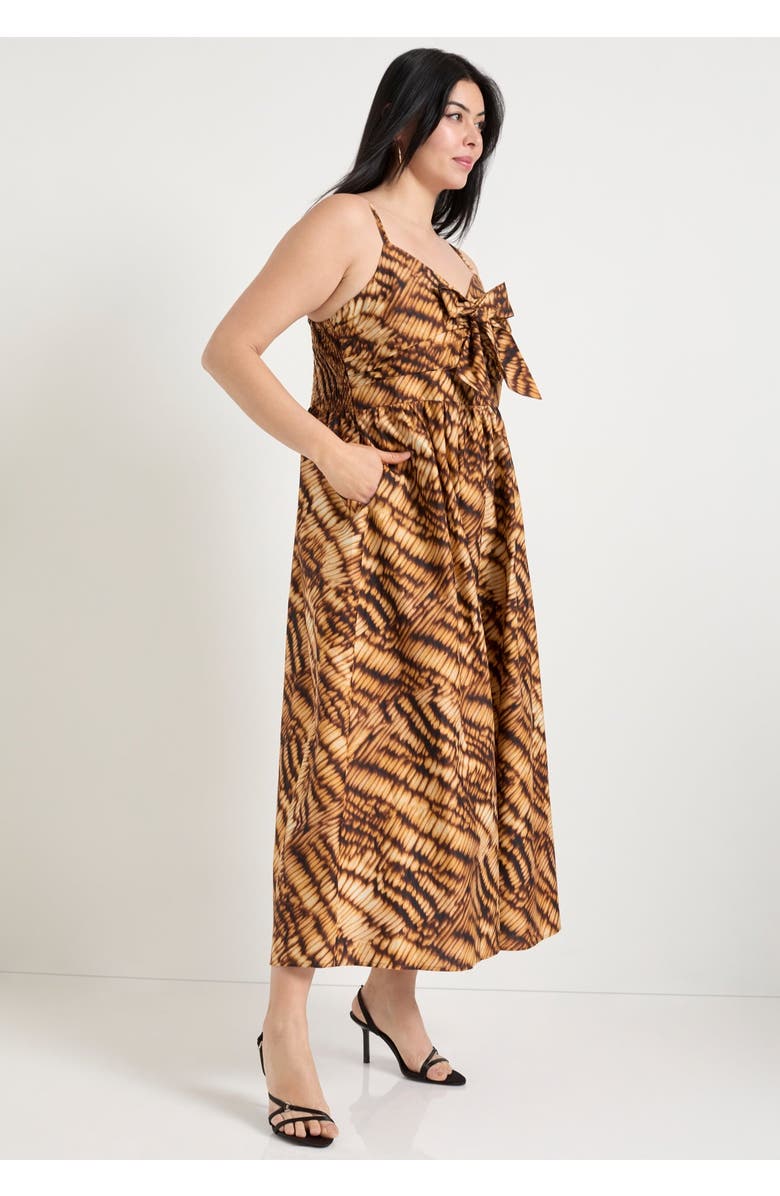 June + Vie Bow-Detailed Midi Dress, Alternate, color, Nature Texture