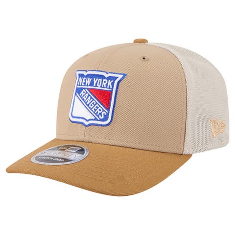 Men's New Era Tan/Light Brown New York Rangers Two-Tone Trucker 9SEVENTY Stretch Snap Adjustable Hat