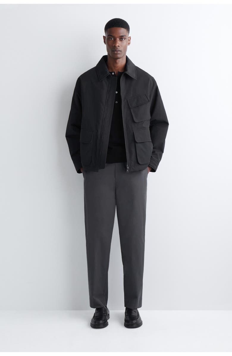 COS Cotton Regular-Fit Tapered Chinos, Main, color, Charcoal