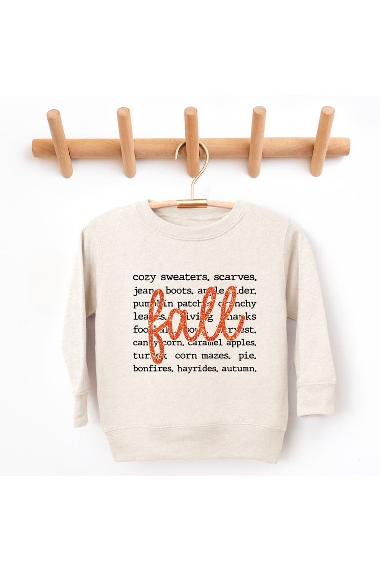 Fall Cursive Text Glitter Toddler Graphic Sweatshirt, Alternate, color, Natural