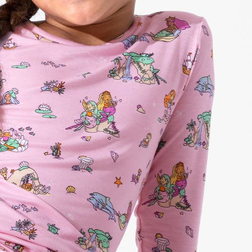 Bellabu Bear Kids' Mermaid Lagoon Set Of 2 Piece Pajamas In Pink