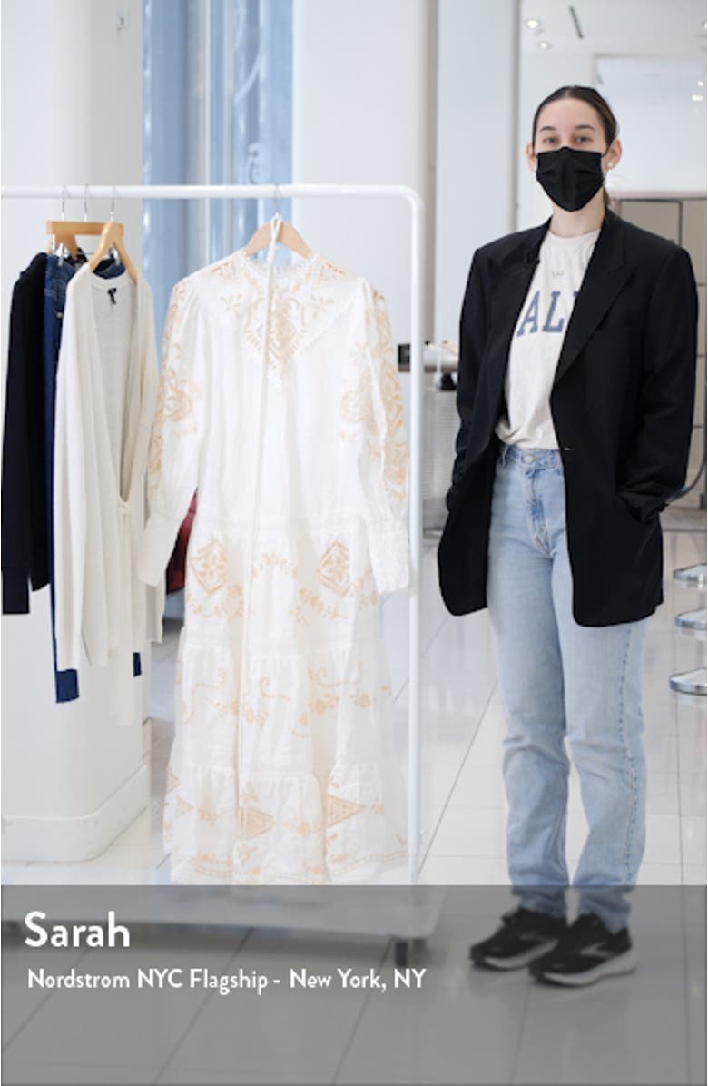 Cecilia Embroidered Tiered Linen Dress, sales video thumbnail