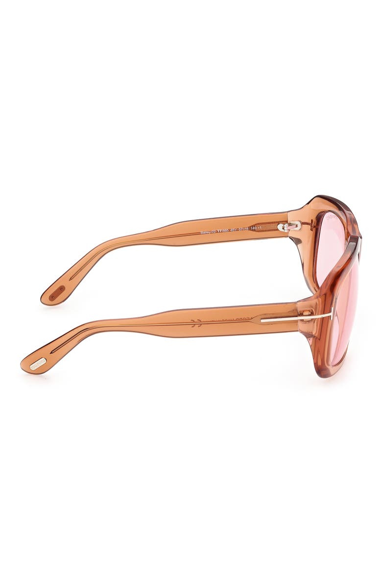 57mm Square Sunglasses, Alternate, color, SHINY LIGHT BROWN / VIOLET