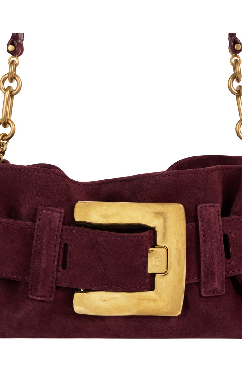Balmain Anthem Mini suede leather bag, Alternate, color, Red