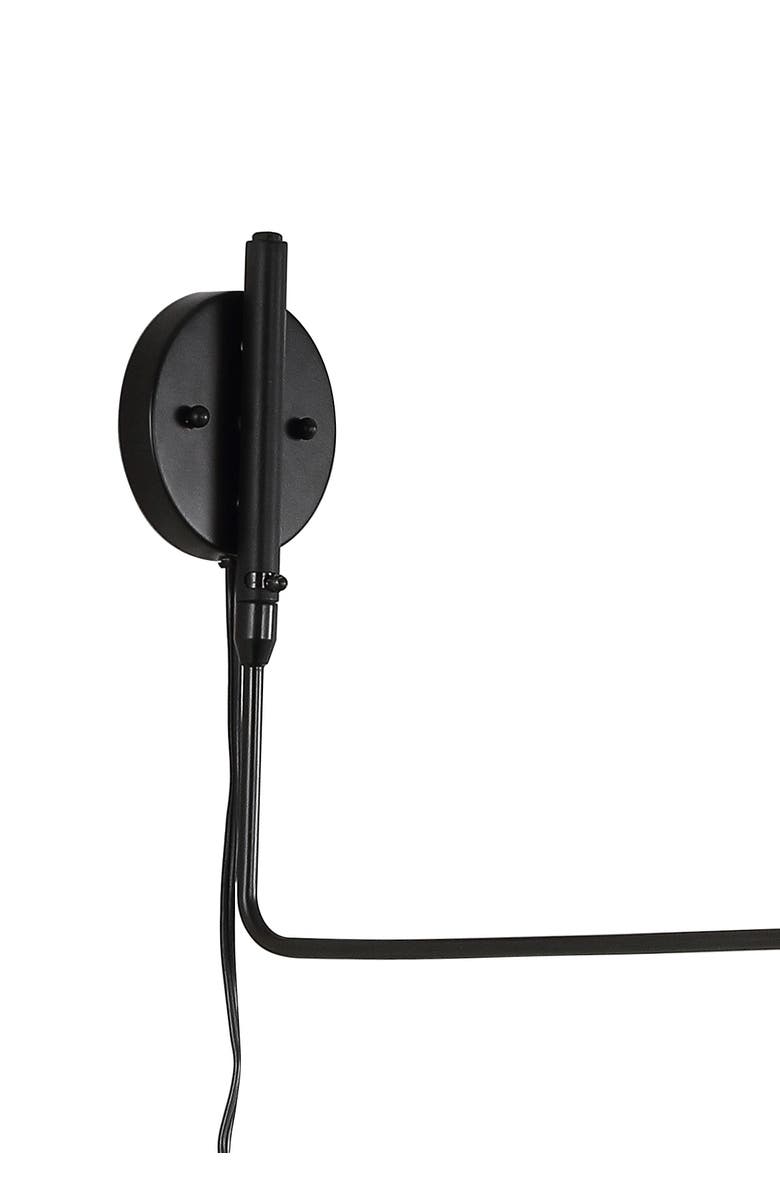 JONATHAN Y Frank 35" Iron Retro Swing LED Wall Sconce, Alternate, color, Black/Brass Gold