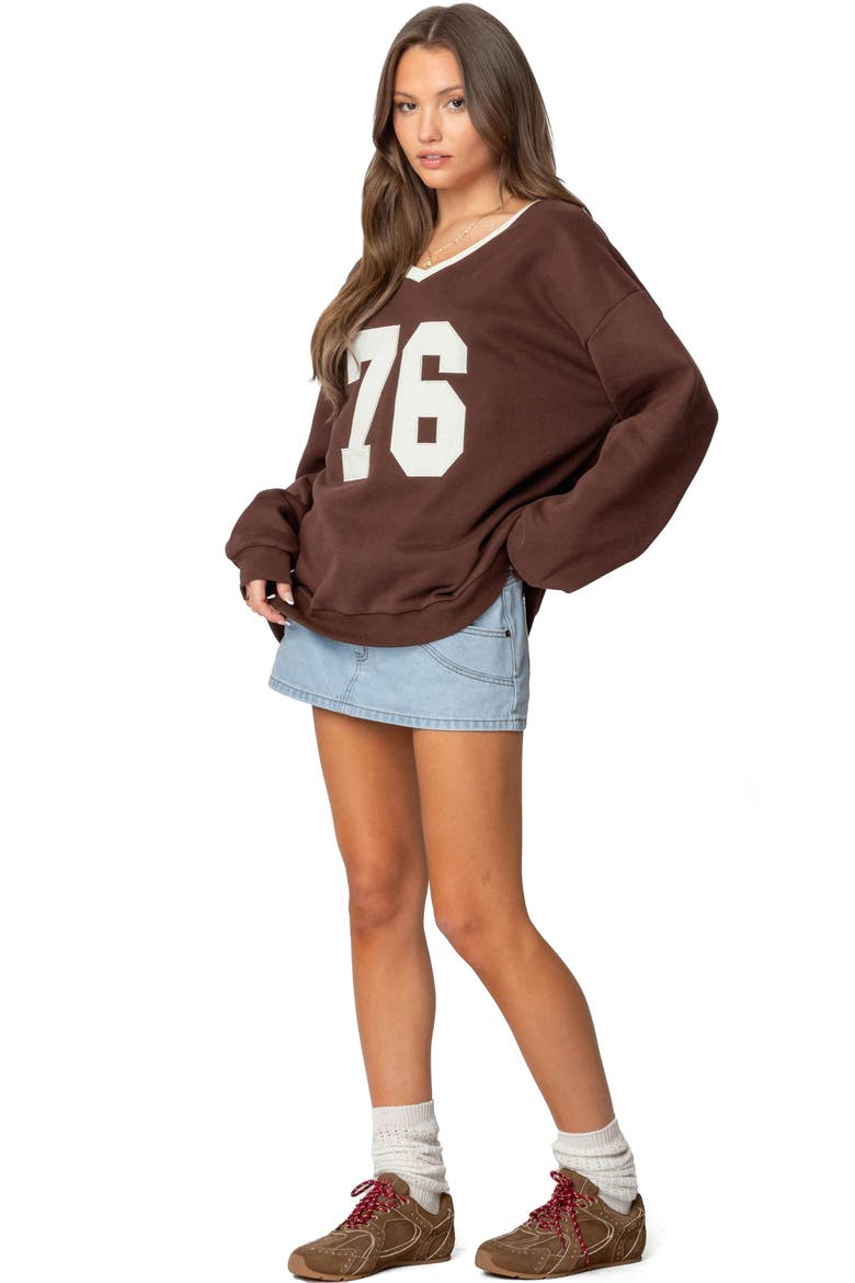 76 Oversize V-Neck Sweatshirt, Alternate, color, BROWN