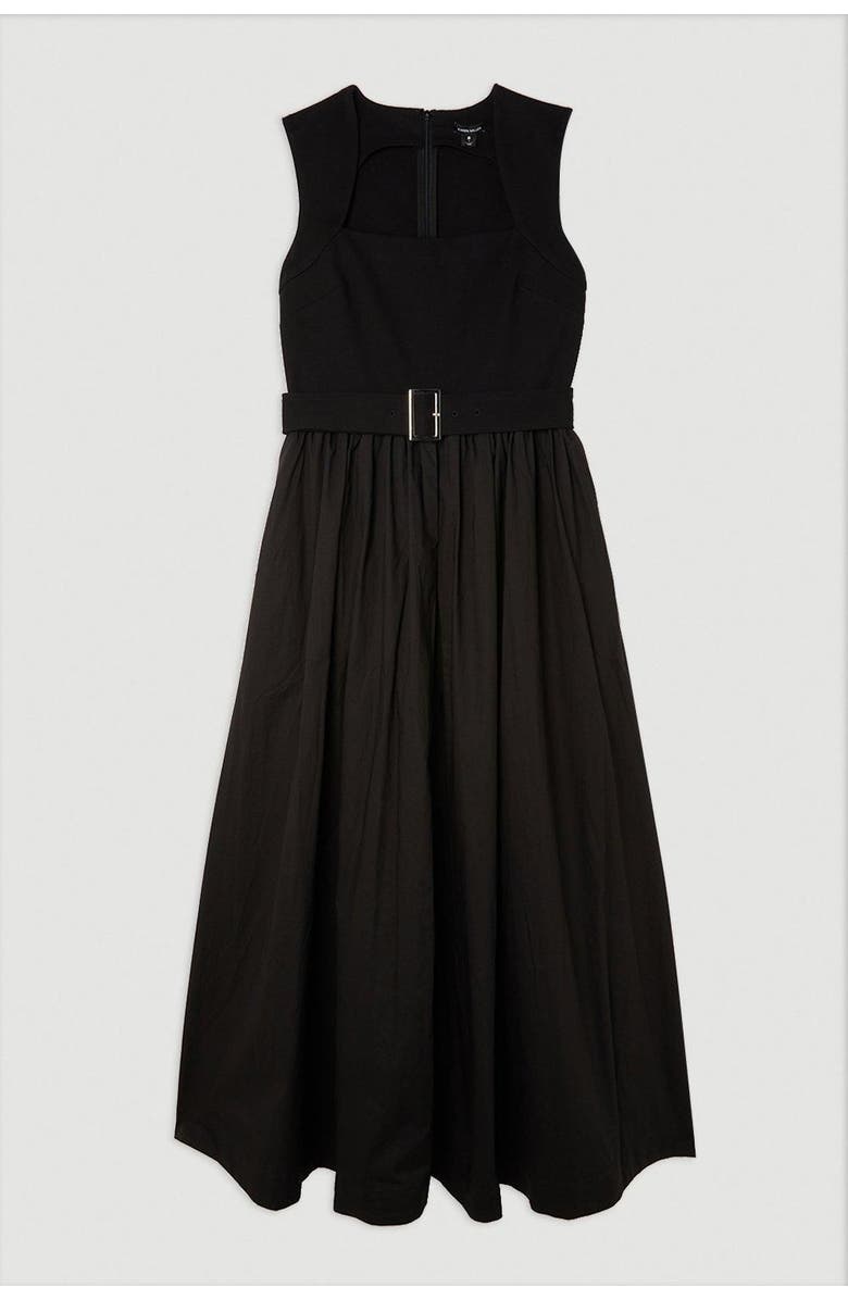 Karen Millen Square Neck Belted Maxi Dress, Alternate, color, Black