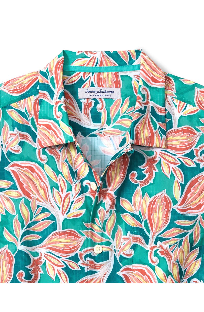 Tommy Bahama Bahama Coast Wild Vines IslandZone<sup>®</sup> Short Sleeve Button-Up Shirt, Alternate, color, Largo Teal