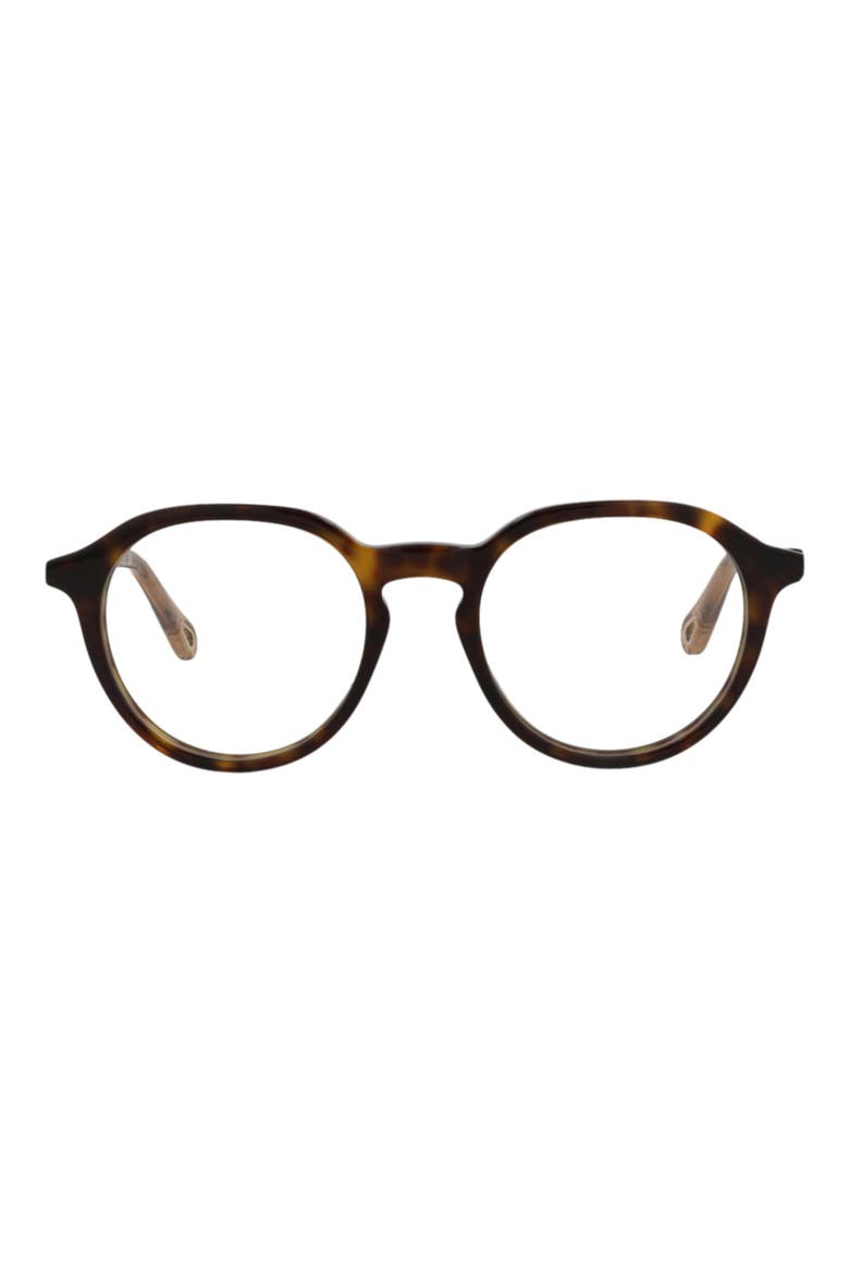 47mm Round Optical Glasses, Main, color, HAVANA BROWN TRANSPARENT