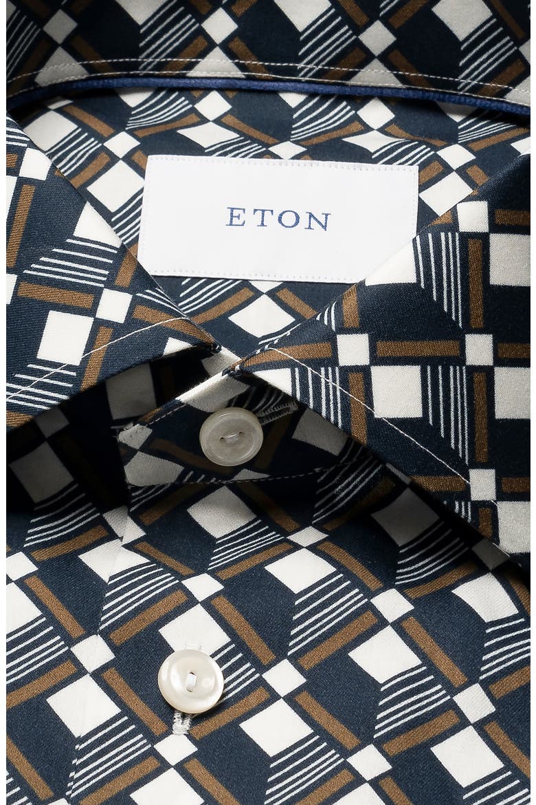 Slim Fit Diamond Geometric Print Dress Shirt, Alternate, color, NAVY
