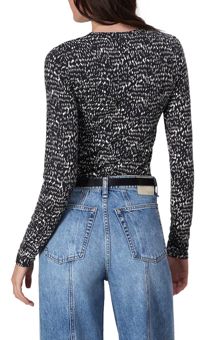 rag & bone Luca Print Long Sleeve Top, Alternate, color, Blackmult