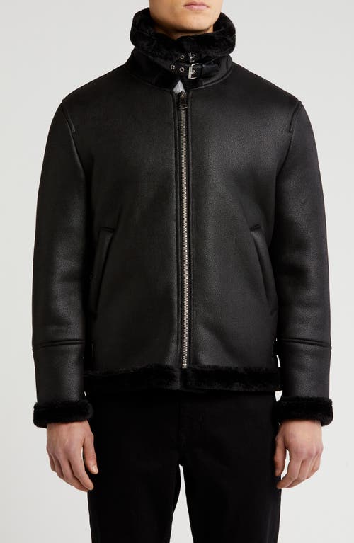 Braveman Faux Shearling Lined Bomber Jacket In Black