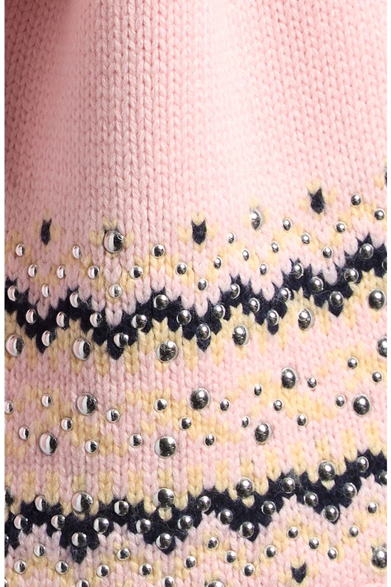 Fallon Stud Fair Isle Wool Blend Scarf, Alternate, color, PINK MULTI
