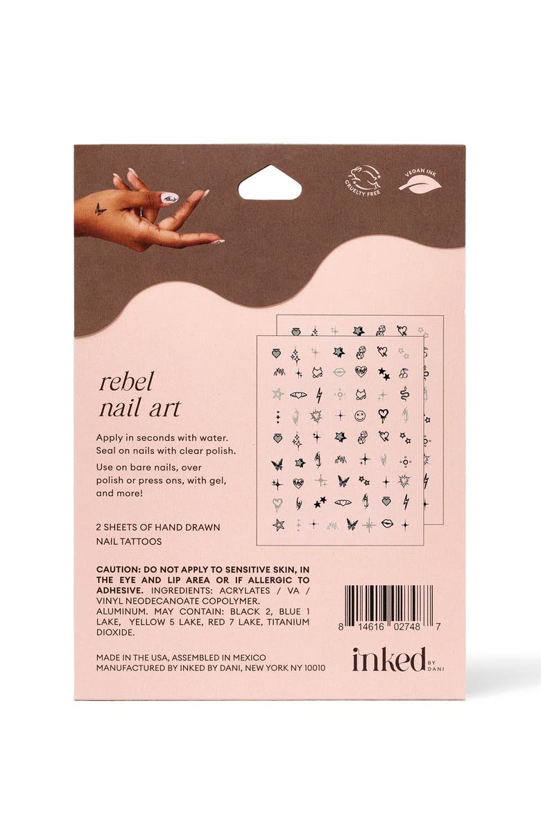 INKED by Dani Rebel Nail Art Temporary Tattoos, Alternate, color, Black