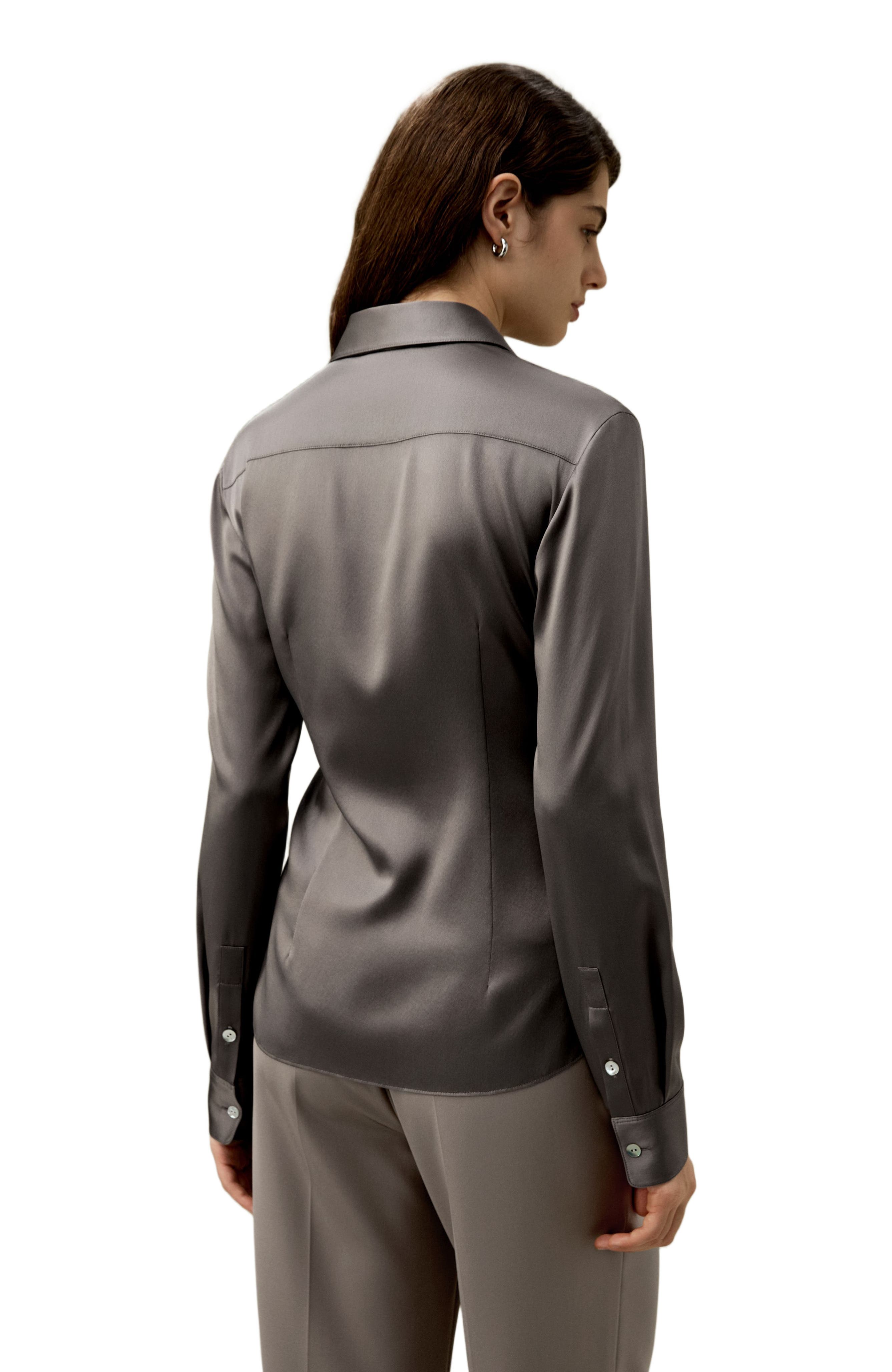 Elegant Silhouette Silk Shirt - image 4