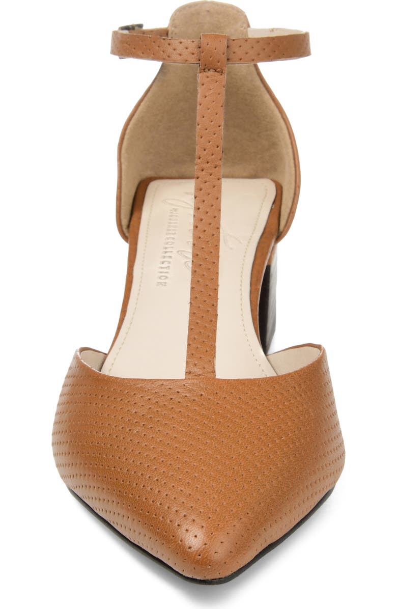 Journee Collection Cameela T-Strap Pointed Toe Pump, Alternate, color, Brown Leather