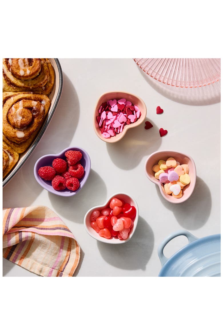 Set of 4 Stoneware Mini Heart Bowls, Alternate, color, MULTICOLOR
