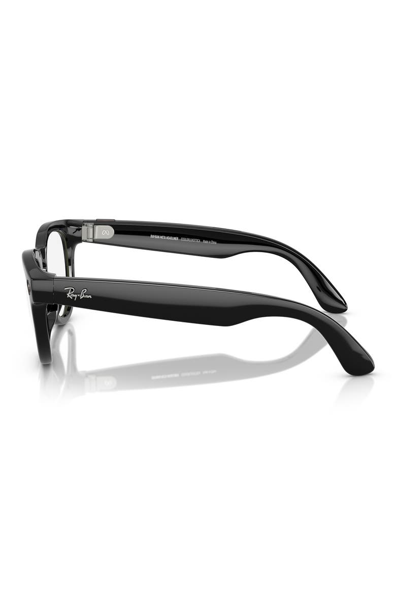 Skyler 51mm Round Smart Sunglasses, Alternate, color, SHINY BLACK