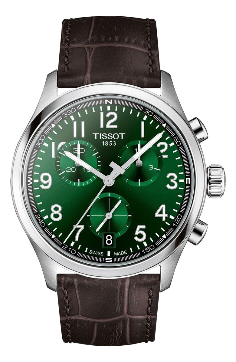 Tissot Chrono L Croc-Embossed Leather Strap Watch, 42mm, Main, color, 