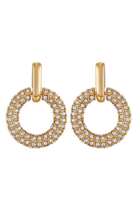 Pavè Hoop Drop Earrings