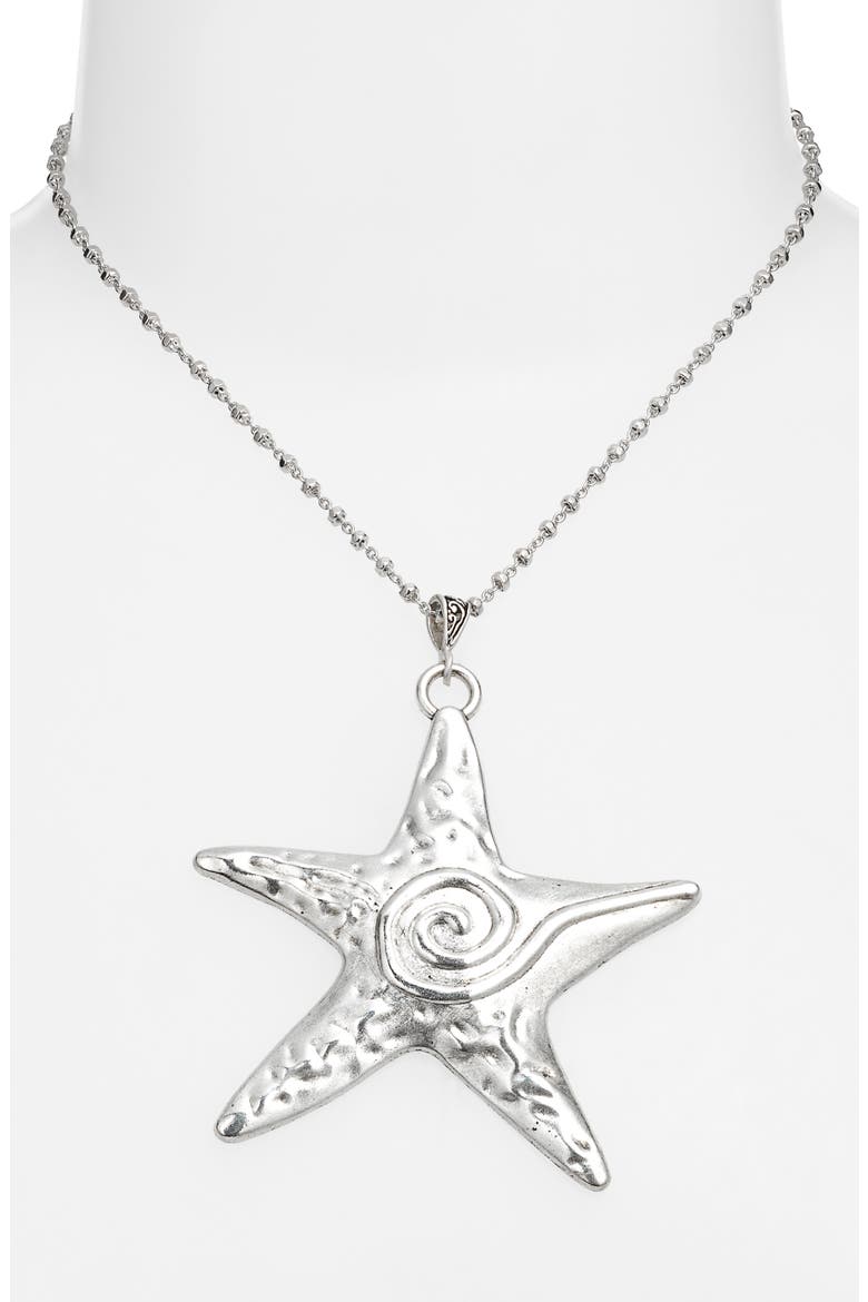 Starfish Swirl Pendant Necklace, Alternate, color, SILVER