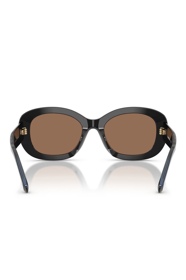 52mm Oval Sunglasses, Alternate, color, BLUE CRYSTAL / SOLID BROWN
