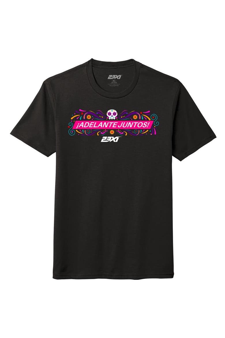 Men's 23XI Racing Black 23XI Racing Adelante Juntos Mexico City Race Tri-Blend T-Shirt, Alternate, color, Black