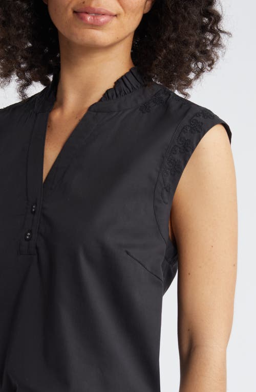 Wit & Wisdom Embroidered Sleeveless Top In Black