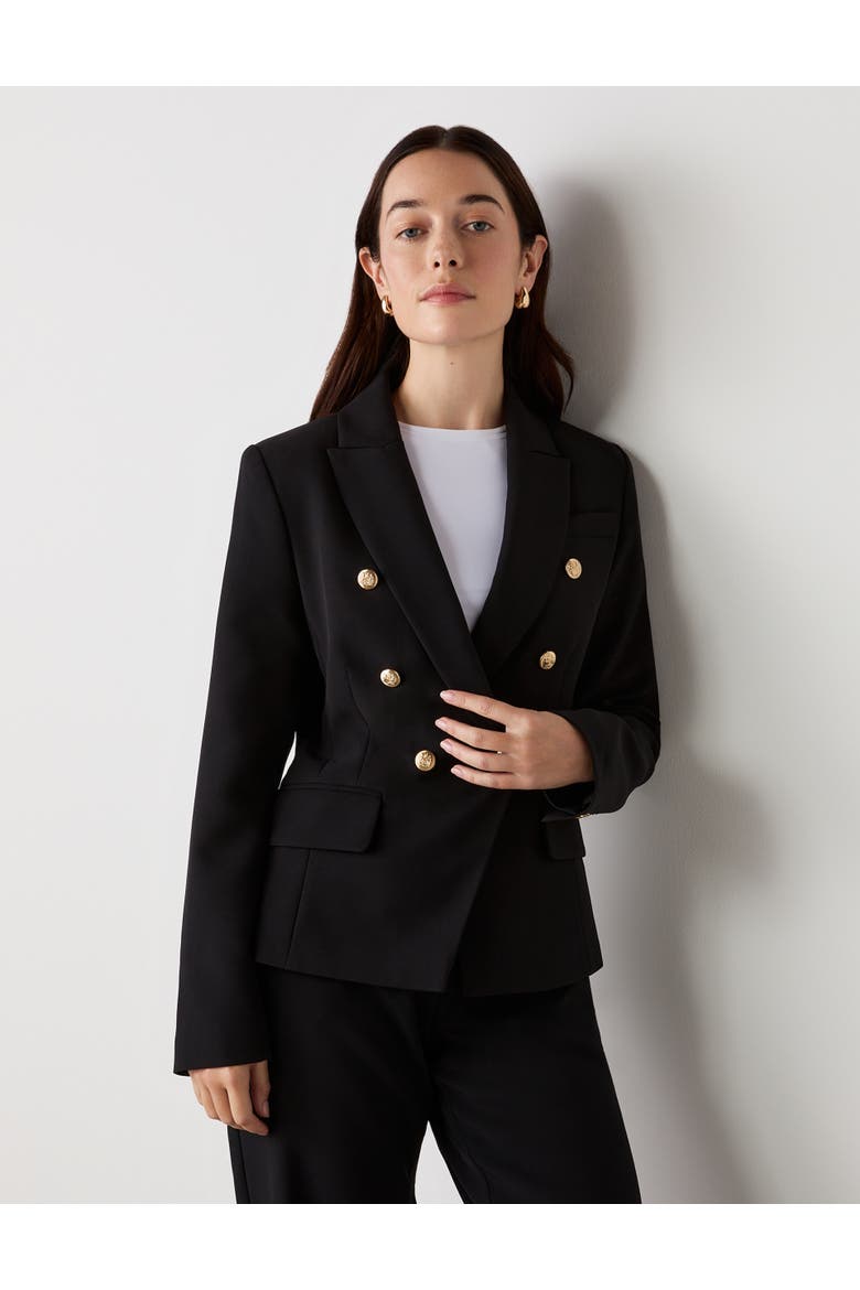 Lydia Long Sleeve Button Detail Blazer, Main, color, Black